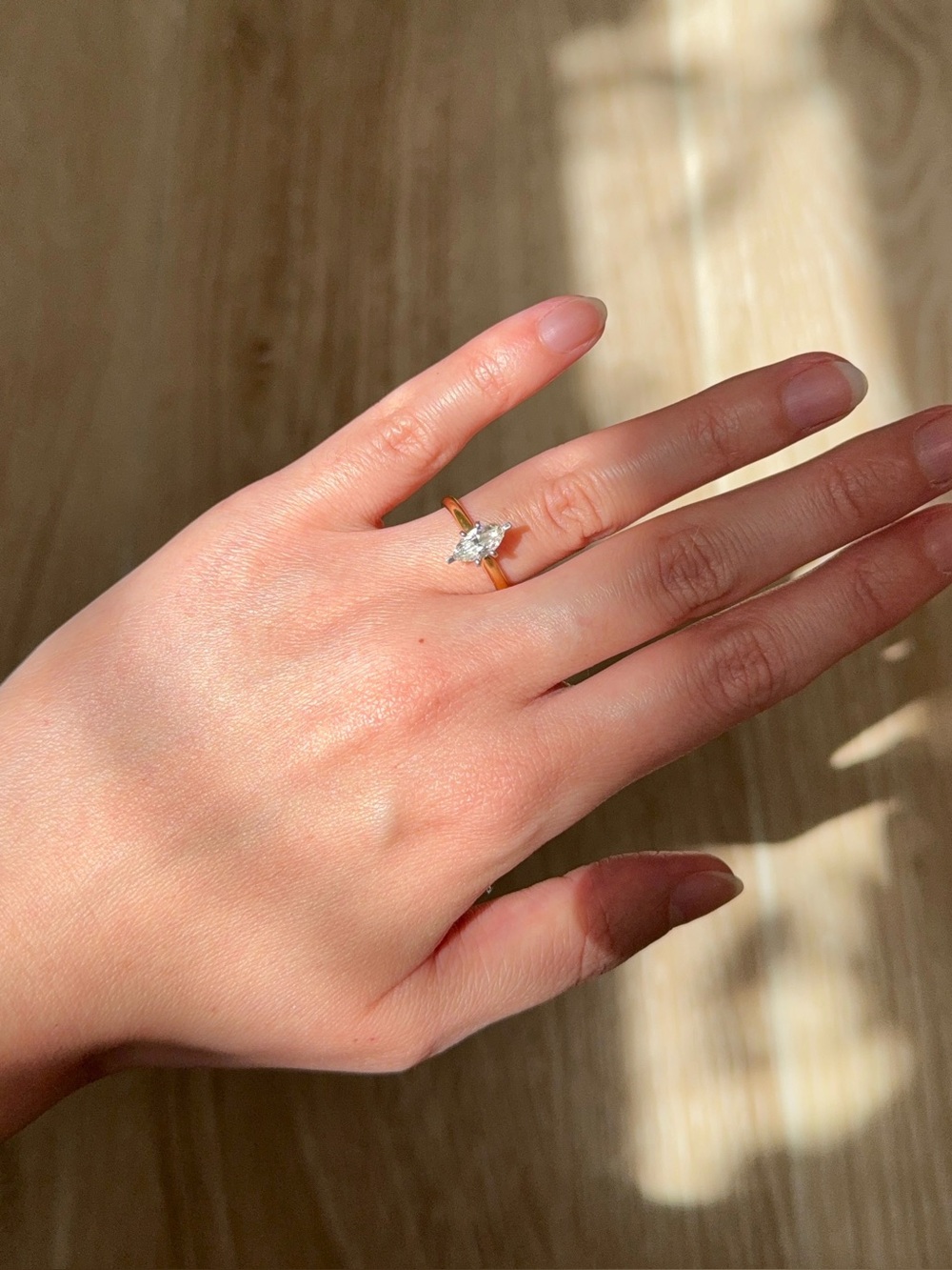 Vintage .75ct Marquise Diamond Engagement Ring, 14k Solid Gold